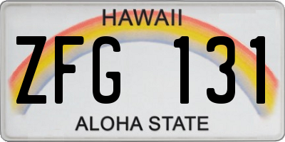 HI license plate ZFG131