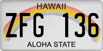 HI license plate ZFG136