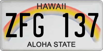 HI license plate ZFG137
