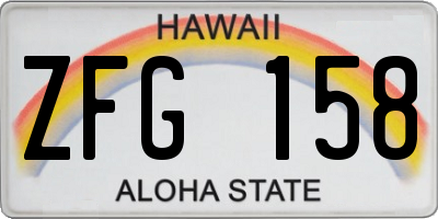 HI license plate ZFG158