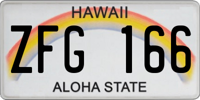 HI license plate ZFG166