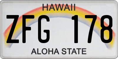 HI license plate ZFG178
