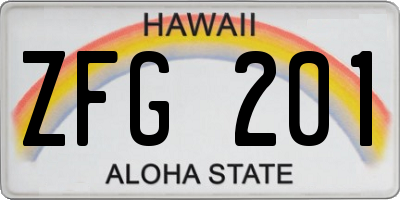 HI license plate ZFG201