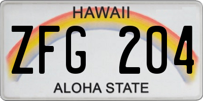 HI license plate ZFG204