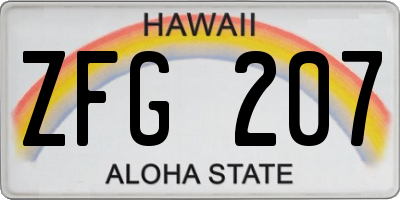 HI license plate ZFG207
