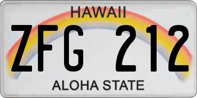 HI license plate ZFG212