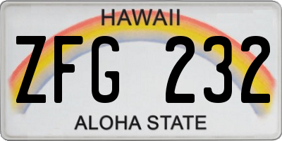 HI license plate ZFG232