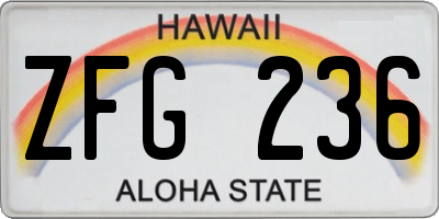 HI license plate ZFG236