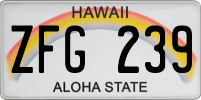 HI license plate ZFG239