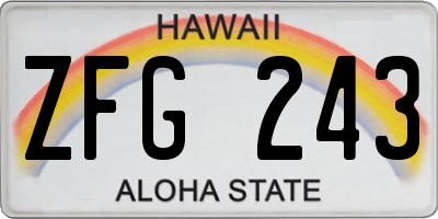 HI license plate ZFG243
