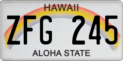 HI license plate ZFG245