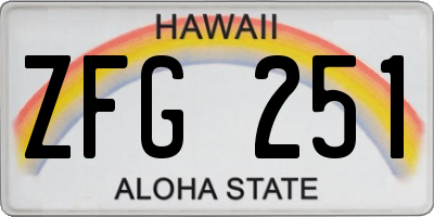 HI license plate ZFG251