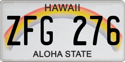 HI license plate ZFG276