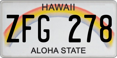 HI license plate ZFG278