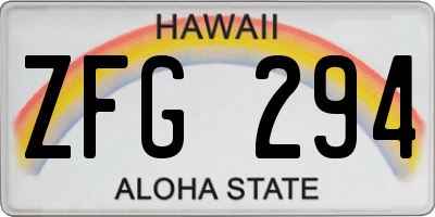 HI license plate ZFG294