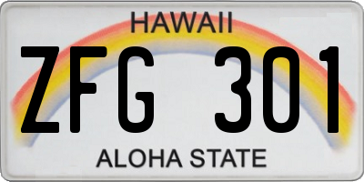 HI license plate ZFG301