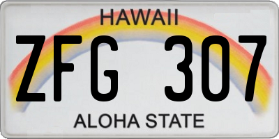 HI license plate ZFG307