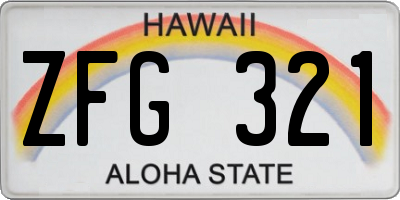 HI license plate ZFG321