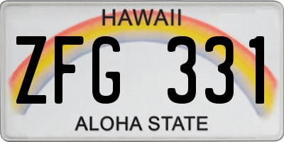 HI license plate ZFG331