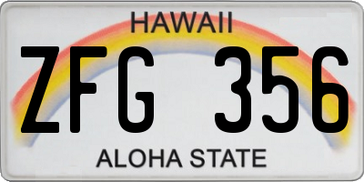 HI license plate ZFG356
