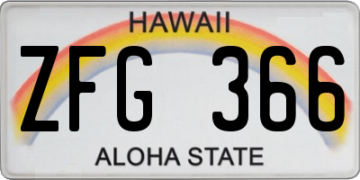 HI license plate ZFG366
