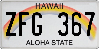 HI license plate ZFG367
