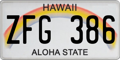 HI license plate ZFG386