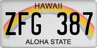 HI license plate ZFG387