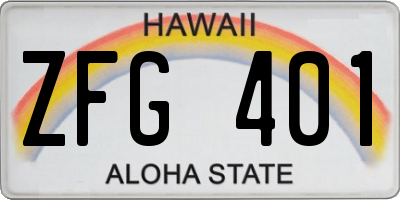 HI license plate ZFG401