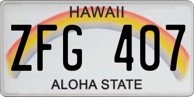 HI license plate ZFG407