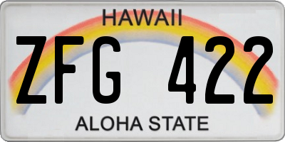 HI license plate ZFG422