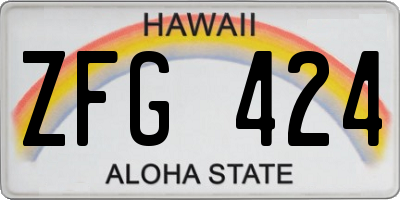 HI license plate ZFG424