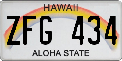 HI license plate ZFG434