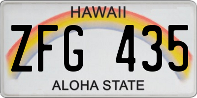 HI license plate ZFG435