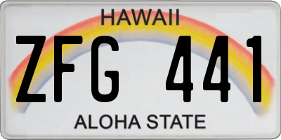 HI license plate ZFG441