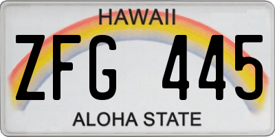 HI license plate ZFG445