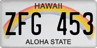HI license plate ZFG453