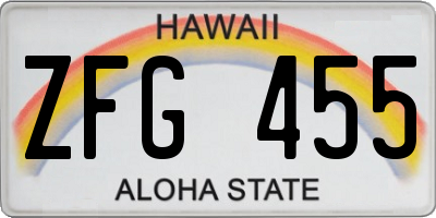 HI license plate ZFG455