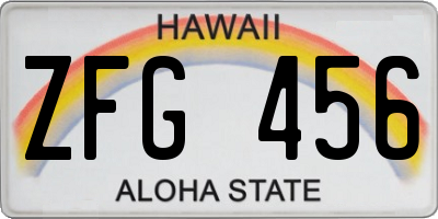 HI license plate ZFG456