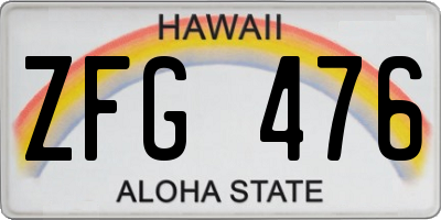 HI license plate ZFG476