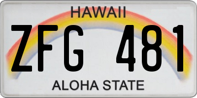HI license plate ZFG481