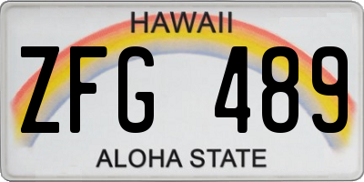 HI license plate ZFG489