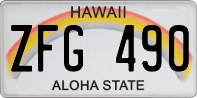 HI license plate ZFG490