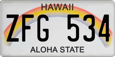 HI license plate ZFG534