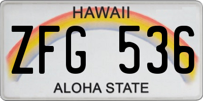 HI license plate ZFG536