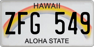 HI license plate ZFG549