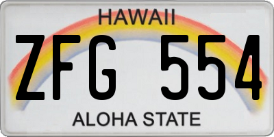 HI license plate ZFG554