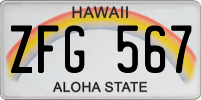 HI license plate ZFG567