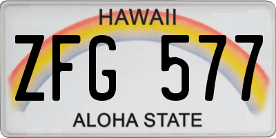 HI license plate ZFG577