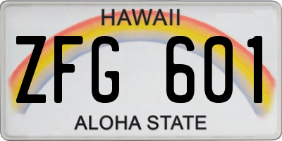HI license plate ZFG601